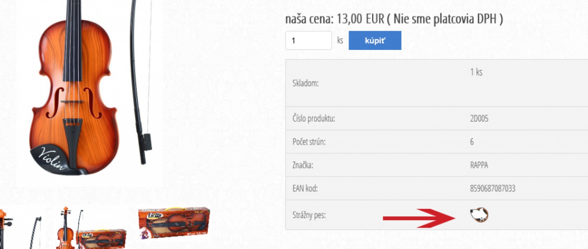 Strážny pes pri produktoch... 